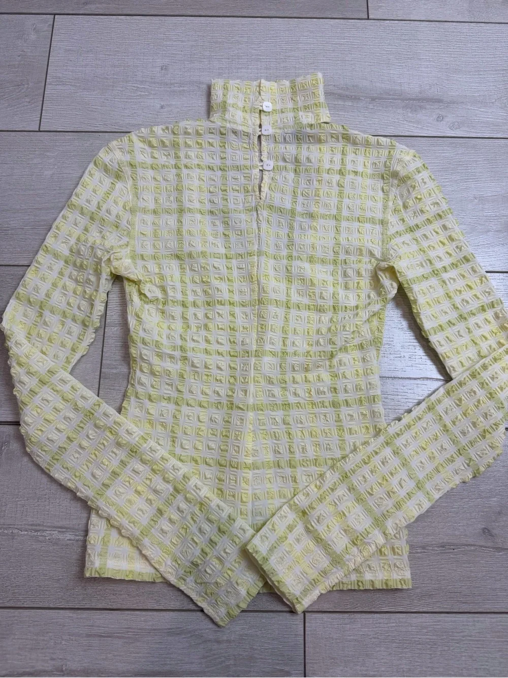 Nanushka Textured Checkerboard Mock Neck Top Size Small - Picture 7 of 7